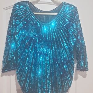 Vintage sequin top size M blue